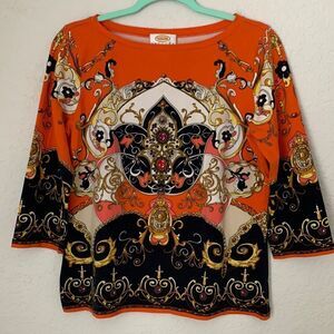 TALBOTS  Petite 3/4 Sleeves Multicolor Top. Size M